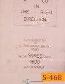 Sykes-Sykes HV14, Universal Hobbing Machine, Operations Handbook Manual Year (1952)-HV14-03